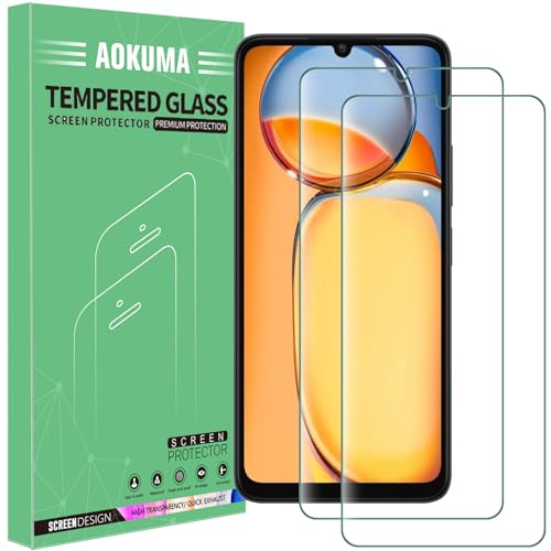 AOKUMA für Xiaomi Redmi 13 C/Poco C65 Panzerglas, 【2 Stücke】 Schutzfolie kompatibel mit Redmi 13C/Poco C65, Premium Panzerfolie mit 9H Härte, Anti Kratzer schutzglas, Splitterfest,Anti-Bläschen von AOKUMA