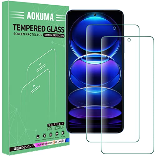 AOKUMA für Xiaomi Redmi note 12 Pro/12 Pro Plus Pro+ 4G/5G Panzerglas, 【2 Stücke】 Glas kompatibel mit Xiaomi Redmi note 12 Pro 4G/5G Schutzfolie, Premium Glasfolie mit 9H Härte, Anti Kratzer, von AOKUMA