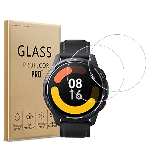 AOKUMA Schutzfolie für Xiaomi Watch S1 Active Panzerglas,【2 Stücke】 Glas kompatibel mit Mi Watch S1 Active Schutzfolie, Premium Glasfolie mit 9H Härte,Anti Kratzer,Splitterfest,Anti-Öl,Anti-Bläschen von AOKUMA