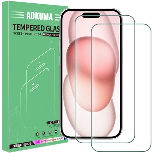 AOKUMA für iphone 15/iphone 15 Pro Panzerglas, 【2 Stücke】 Schutzfolie kompatibel mit iphone 15/15 Pro, Premium Panzerfolie mit 9H Härte, Anti Kratzer schutzglas von AOKUMA