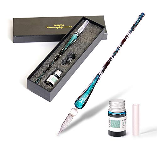 AOKUY Glasstifte-Set – Kalligraphie-Stift Schreiben, Glas Dip Pen und Tinte Set,für Grußkarten, Unterschriften, Zeichnen, Schreiben von AOKUY