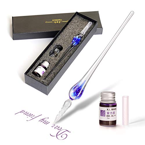 AOKUY Handmade Dip Pen aus Glas,Glasstifte Set,Kalligraphie-Stift Schreiben, für Grußkarten, Unterschriften, Zeichnen, Schreiben. von AOKUY
