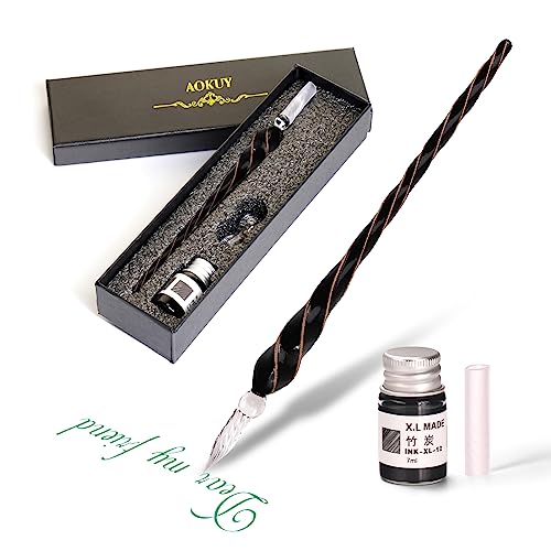 Glasstifte-Set – Kalligraphie-Stift Schreiben, Glas Dip Pen und Tinte Set,für Grußkarten, Unterschriften, Zeichnen, Schreiben. von AOKUY