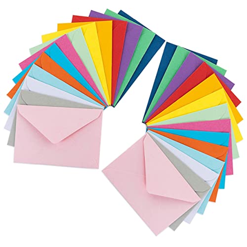 AOKWAWALIY 50 farbige kleine Umschläge, Mini-Papierumschläge, kleine Hülle, Briefpapier-Umschläge, Geschenkumschläge, Versandumschläge, Umschlag, Umschlag, einfache Farbe, Karton, Grußkarte von AOKWAWALIY