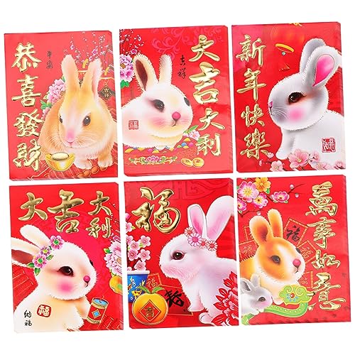 AOKWAWALIY Creative Red Packet 60 Stück 2023 Jahr des Kaninchens rote Pakete Lucky Lai See Tüten Papier Cartoon rote Pakete von AOKWAWALIY