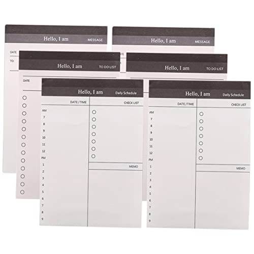 AOKWAWALIY Zeitblock-Planer, 6 Stück, Tagesplaner, Büro, weiß, einfaches Papier, Lebensmittel, Büro, Notizblock von AOKWAWALIY