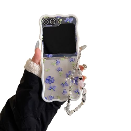 AOLABOKY Schutzhülle für Samsung Galaxy Z Flip 6, lustige Kawaii-Schutzhülle für Galaxy Z Flip 6, Wellen-Handyhülle mit Kette, für Damen und Herren (B) von AOLABOKY