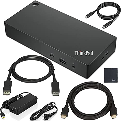 Lenovo ThinkPad USB Type-C Dock Gen 2 mit 4K (40AY0090US) + ZoomSpeed HDMI Kabel (mit Ethernet) + ZoomSpeed DisplayPort Kabel + Starter Bundle von AOM