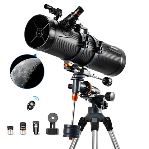 Teleskop 130EQ Newton-Reflektor Teleskope für Erwachsene Professionelle Teleskope für Erwachsene Astronomie mit EQ5 Mount 2 Plossl Okulare und Bluetooth-Controller Telefon-Adapter und Finderscope Teleskop 130EQ Newton-Reflektor Teleskope für Erwachsene Professionelle Teleskope für Erwachsene Astronomie mit EQ5 Mount 2 Plossl Okulare und Bluetooth-Controller Telefon-Adapter und Finderscope von AOMEKIE