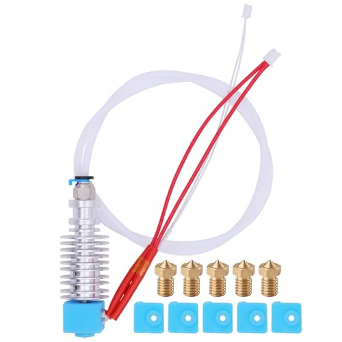 AOMUWKE 3D Printer Hotend Kit for Mega, Aluminum Alloy 12V 40W V5 J-Head Hotend with 5PCS 0.4mm Nozzle, 4PCS Silicone Socks for Anycubic Mega, Mega S FDM 3D Printer von AOMUWKE