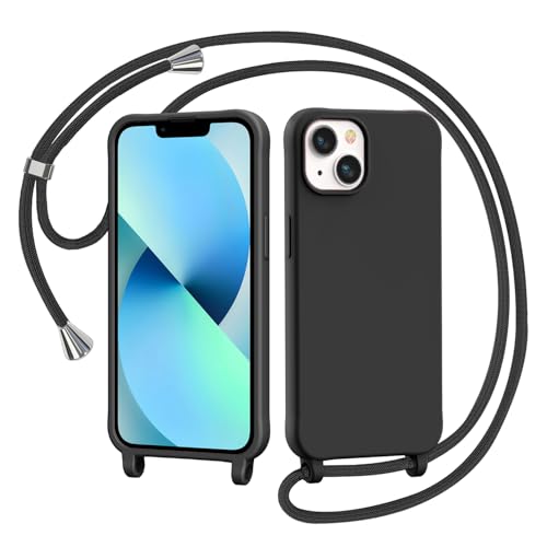 AOMYKE Handyhülle für iPhone 13 / iPhone 14 Hülle mit Band, Handykette iPhone 13 / iPhone 14 Hülle zum Umhängen Schutzhülle mit Kette Kordel Weich TPU Liquid Silikon Case, Schwarz AOMYKE Handyhülle für iPhone 13 / iPhone 14 Hülle mit Band, Handykette iPhone 13 / iPhone 14 Hülle zum Umhängen Schutzhülle mit Kette Kordel Weich TPU Liquid Silikon Case, Schwarz von AOMYKE