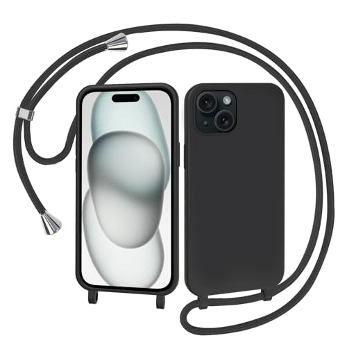 AOMYKE Handyhülle für iPhone 15 Hülle mit Band, Handykette iPhone 15 Hülle zum Umhängen Schutzhülle mit Kette Kordel Weich TPU Liquid Silikon Case, Schwarz AOMYKE Handyhülle für iPhone 15 Hülle mit Band, Handykette iPhone 15 Hülle zum Umhängen Schutzhülle mit Kette Kordel Weich TPU Liquid Silikon Case, Schwarz von AOMYKE