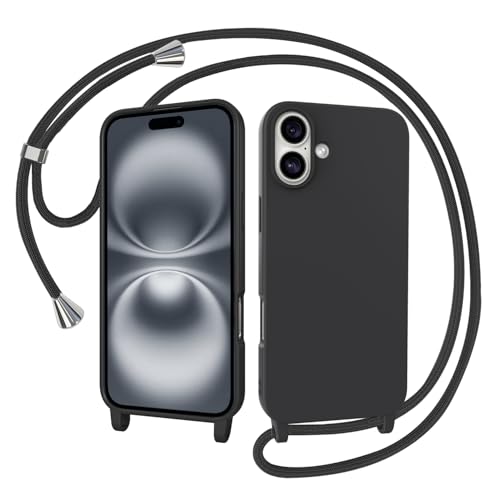 AOMYKE Handyhülle für iPhone 16 Hülle mit Band, Handykette iPhone 16 Hülle zum Umhängen Schutzhülle mit Kette Kordel Weich TPU Liquid Silikon Case, Schwarz AOMYKE Handyhülle für iPhone 16 Hülle mit Band, Handykette iPhone 16 Hülle zum Umhängen Schutzhülle mit Kette Kordel Weich TPU Liquid Silikon Case, Schwarz von AOMYKE