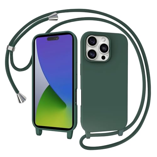 AOMYKE Handyhülle für iPhone 16 Pro Max Hülle mit Band, Handykette iPhone 16 Pro Max Hülle zum Umhängen Schutzhülle mit Kette Kordel Weich TPU Liquid Silikon Case, Grün AOMYKE Handyhülle für iPhone 16 Pro Max Hülle mit Band, Handykette iPhone 16 Pro Max Hülle zum Umhängen Schutzhülle mit Kette Kordel Weich TPU Liquid Silikon Case, Grün von AOMYKE