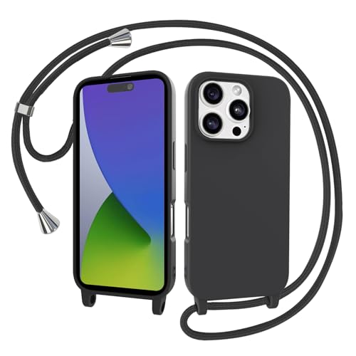 AOMYKE Handyhülle für iPhone 16 Pro Max Hülle mit Band, Handykette iPhone 16 Pro Max Hülle zum Umhängen Schutzhülle mit Kette Kordel Weich TPU Liquid Silikon Case, Schwarz AOMYKE Handyhülle für iPhone 16 Pro Max Hülle mit Band, Handykette iPhone 16 Pro Max Hülle zum Umhängen Schutzhülle mit Kette Kordel Weich TPU Liquid Silikon Case, Schwarz von AOMYKE