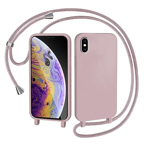 AOMYKE Handyhülle für iPhone X/iPhone XS Hülle mit Band, Handykette iPhone X/iPhone XS Hülle zum Umhängen Schutzhülle mit Kette Kordel Weich TPU Liquid Silikon Case, Pink AOMYKE Handyhülle für iPhone X/iPhone XS Hülle mit Band, Handykette iPhone X/iPhone XS Hülle zum Umhängen Schutzhülle mit Kette Kordel Weich TPU Liquid Silikon Case, Pink von AOMYKE