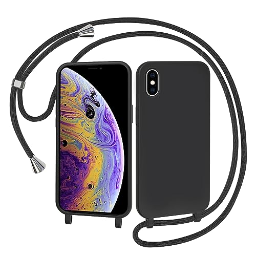 AOMYKE Handyhülle für iPhone X/iPhone XS Hülle mit Band, Handykette iPhone X/iPhone XS Hülle zum Umhängen Schutzhülle mit Kette Kordel Weich TPU Liquid Silikon Case, Schwarz AOMYKE Handyhülle für iPhone X/iPhone XS Hülle mit Band, Handykette iPhone X/iPhone XS Hülle zum Umhängen Schutzhülle mit Kette Kordel Weich TPU Liquid Silikon Case, Schwarz von AOMYKE