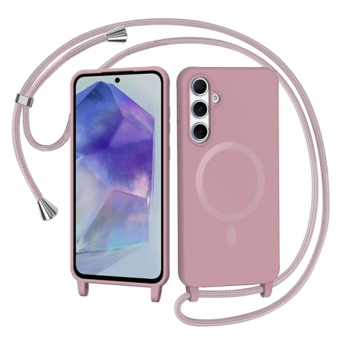 AOMYKE Handykette für Samsung Galaxy A55 5G Hülle mit Band, Ultra Dünn Magnetisch Handyhülle zum Umhängen Schutzhülle mit Kette Kordel Weich TPU Liquid Silikon Case,Pink AOMYKE Handykette für Samsung Galaxy A55 5G Hülle mit Band, Ultra Dünn Magnetisch Handyhülle zum Umhängen Schutzhülle mit Kette Kordel Weich TPU Liquid Silikon Case,Pink von AOMYKE