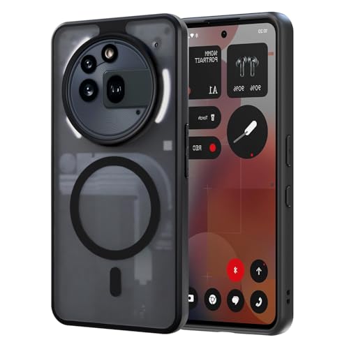 AOMYKE für Nothing Phone 3a Pro Hülle Magnetisch, Handyhülle für Nothing Phone 3a Pro [Kompatibel mit MagSafe] Transluzente Matte Anti-Fingerabdruck Kratzfeste PC Rückseite + TPU Bumper, Schwarz von AOMYKE