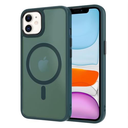 AOMYKE für iPhone 11 Hülle Magnetisch, Handyhülle für iPhone 11 kompatibel mit Magsafe Transluzente Matte Anti-Fingerabdruck Kratzfeste PC Rückseite + TPU Bumper - Grün von AOMYKE