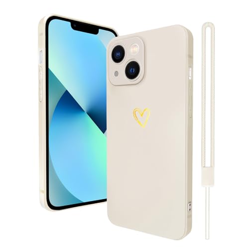 AOMYKE für iPhone 13 Hülle Herz, Handyhülle iPhone 13 Liebesherz Hülle mit Band Silikon Kratzfest Schutzhülle Slim Weich TPU Handyhülle - Beige AOMYKE für iPhone 13 Hülle Herz, Handyhülle iPhone 13 Liebesherz Hülle mit Band Silikon Kratzfest Schutzhülle Slim Weich TPU Handyhülle - Beige von AOMYKE