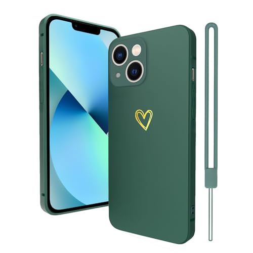AOMYKE für iPhone 13 Hülle Herz, Handyhülle iPhone 13 Liebesherz Hülle mit Band Silikon Kratzfest Schutzhülle Slim Weich TPU Handyhülle - Grün AOMYKE für iPhone 13 Hülle Herz, Handyhülle iPhone 13 Liebesherz Hülle mit Band Silikon Kratzfest Schutzhülle Slim Weich TPU Handyhülle - Grün von AOMYKE
