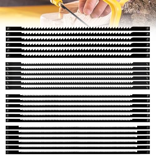 Dekupiersägeblätter mit Stift, 24pcs 133mm Zähne Kohlenstoffstahl Dekupiersäge Sägeblätter 10/15/18/24, Festgestecktes Dekupiersägeblatt mit Spiralzähnen, zum Sägen von Holz, Kunststoff, Schaumstoff Dekupiersägeblätter mit Stift, 24pcs 133mm Zähne Kohlenstoffstahl Dekupiersäge Sägeblätter 10/15/18/24, Festgestecktes Dekupiersägeblatt mit Spiralzähnen, zum Sägen von Holz, Kunststoff, Schaumstoff von AOMiGT