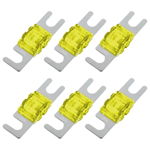 Mini ANL Sicherung, Sicherungen Set 6 Stück Elektroniksicherung, 20 A ANL Flachsicherungen, Mini ANL Sicherung für Auto, Marine, Audio-Video-System, Elektronik-Sicherung von AOMiGT
