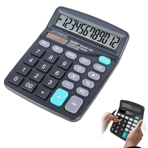 Taschenrechner, 12-stelliger Tischrechner Dual-Power, Mini Calculator Standard Function, Desktop Calculator with Large Buttons, Batterie Tischrechner Groß Büro Tasten für Büro, Schule, Zuhause von AOMiGT