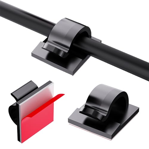100 Stück Kabelhalter,Kabelhalter selbstklebend,Kabelführung Organizer Kabelclips Selbstklebend Outdoor Kabelklemmen,Kabel Haken Draht Halter für Kabelbefestigung Lichterkette (Schwarz) von AONAT
