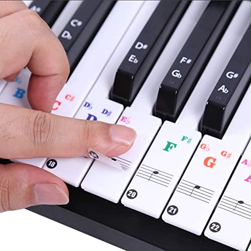 Klavier Aufkleber für 37/49/54/61/88 Weiße und Schwarze Tasten, Klavieraufkleber für Keyboards Transparentes Noten-Aufkleber für Kinder, Klavier Anfänger, Bunt Klavier Aufkleber für 37/49/54/61/88 Weiße und Schwarze Tasten, Klavieraufkleber für Keyboards Transparentes Noten-Aufkleber für Kinder, Klavier Anfänger, Bunt von AONAT