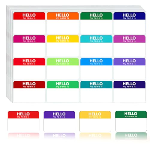 160 BläTter Hello My Name Is Sticker,(3 X 2 Zoll) Aufkleber Namen,Tragbar My Name Is Sticker,12 Farben Name Sticker,Geeignet FüR Farbenfrohe Namensschildaufkleber FüR Mottopartys von AONAYO