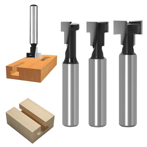 3 GrößEn T Nut FräSer,Legierter Kohlenstoffstahl NutfräSer,T Shirt Holzbearbeitung FräSer,FräSer FüR OberfräSe Bohrer,FüR Router-Holzbearbeitung,Holzbearbeitungswerkzeug-Bohrer,Schlitzmaschine von AONAYO