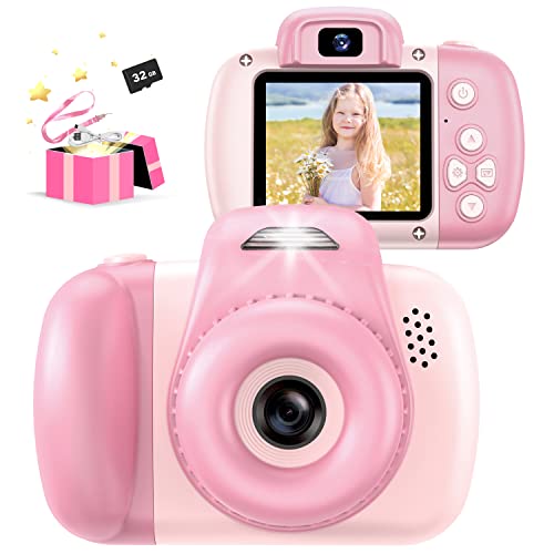 AONISE Kinderkamera,Fotoapparat, Selfie Digitalkamera Kinder, Videorecorder, mit Blitzlampe, Spielzeug ab Junge Und Mädchen, Geschenk Für Kinder Im Alter Von 3 Bis 12 Jahre(Rosa) von AONISE