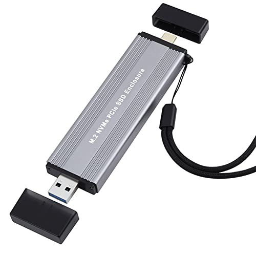 AOOOWER M2 NVME SSD Gehäuse Externes Gehäuse USB 3.1 Typ A + USB 3.2 Gen2 TypeC 10 Gbit/s M2 M Key NVME Zu USB Adapterbox 10 Gbit/s M2 SSD Gehäuse Nvme Gehäuse M2 Zu USB 3.1 SSD Adapter von AOOOWER