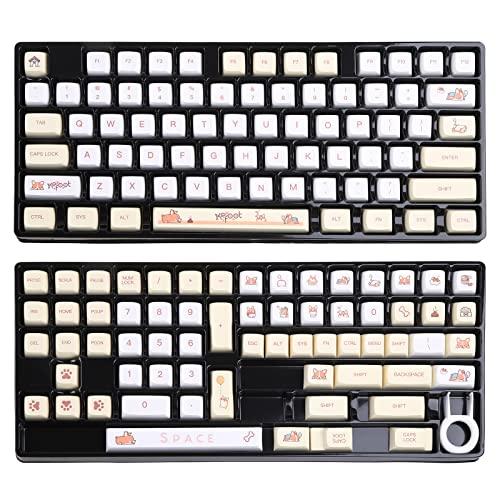 Mechanische Tastatur-Tastenkappen mit 139 Tasten, niedlicher Corgi-Hund, XDA-PBT-Tastenkappe, Sublimation, für GK61/64/68/75/84/87/96/980/104, Pbt-Tastenkappen, XDA-Profil, DYE-SUB, Englisch, von AOOOWER