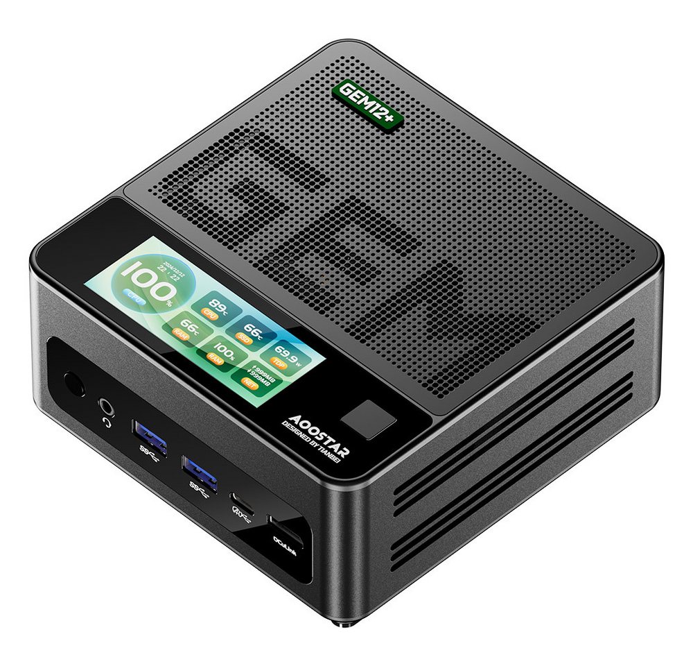 AOOSTAR GEM12+ Pro AMD Ryzen 7 Pro 8845HS, 8 Kerne, max. 5,1 GHz, 32GB+1TB Mini-PC (AMD AMD Ryzen 7 Pro 8845HS, AMD Radeon 780M, 32 GB RAM, 1024 GB SSD, Unterstützt das Entsperren per Fingerabdruck mit 2,68-Zoll-Display) AOOSTAR GEM12+ Pro AMD Ryzen 7 Pro 8845HS, 8 Kerne, max. 5,1 GHz, 32GB+1TB Mini-PC (AMD AMD Ryzen 7 Pro 8845HS, AMD Radeon 780M, 32 GB RAM, 1024 GB SSD, Unterstützt das Entsperren per Fingerabdruck mit 2,68-Zoll-Display) von AOOSTAR