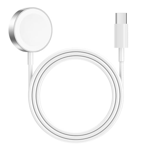 AOOZTO Magnetisches Ladegerät, MFI-zertifiziert, USB-C Ladekabel für Apple Watch Ultra 2/Ultra/Series 9/8/7/6/SE/SE2/5/4/3/2/1, 1m (Weiß) von AOOZTO