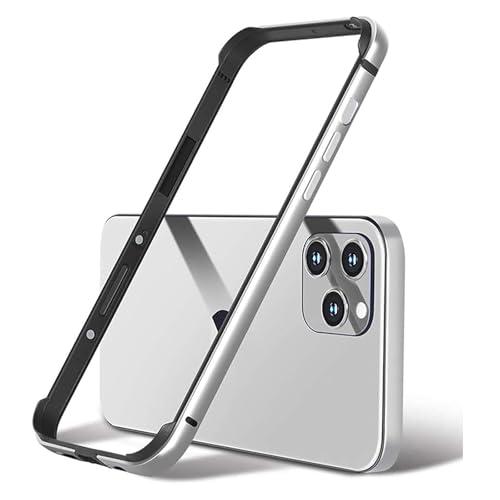 Schutzhülle für iPhone 16 ProMax, Aluminiumrahmen, Metallrahmen, mit weicher Innenstoßstange, erhöhter Kantenschutz (Silber, für iPhone 16 Pro Max) von AOPNN