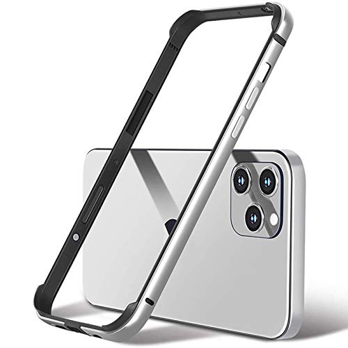 Aluminiumrahmen Metall Bumper Rahmen Slim Hard Case Cover für iPhone 13 Bumper Case/iPhone 13 Pro Bumper Case Cover Silber für 15.5 cm (6.1 Zoll), Metallrahmen Armor mit weichem Innenstoßschutz von AOPNN