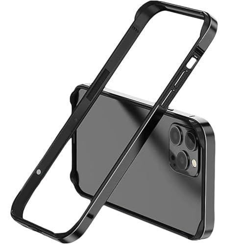 AOPNN Schlanke Hartschale für iPhone 15 Pro Max, Aluminiumrahmen, Metallrahmen mit weicher Innenstoßstange, erhöhter Kantenschutz (schwarz, 6,7 Zoll iPhone 15 Pro Max) von AOPNN