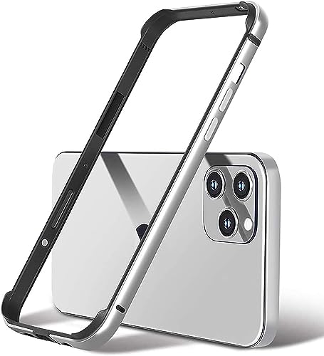 Schlanke Hartschale für iPhone 15 Pro Max, Aluminiumrahmen, Metallrahmen, weiche Innenstoßstange, erhöhter Kantenschutz (Silberweiß, 6,7 Zoll iPhone 15 Pro Max) von AOPNN