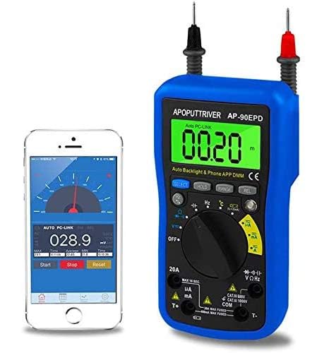 Digitales Multimeter AP-90EPD,APP-Datensatz,4000 Zähler Auto-Ranging Messung AC/DC-Spannung und Strom/Widerstand/Kapazität/Temperatur/Frequenz/Arbeitszyklus/Dioden und Batterietest von AOPUTTRIVER