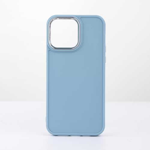 AOQING Schutzhülle für iPhone 14 Plus, vollständig bedeckt, aus weichem Gel, Gummi, mit einfarbigem galvanisiertem Linsenring, Blau von AOQING