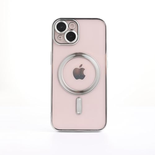AOQING Schutzhülle für iPhone 15 Pro Max, magnetisch, Kunst-Design, TPU, schimmernd, klarer Effekt, silberfarben von AOQING