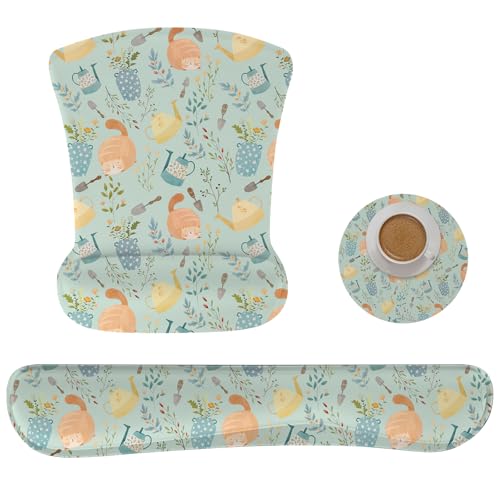 AORTDES Ergonomisches Memory-Foam-Tastatur-Mauspad-Set mit Handgelenkauflage, rutschfestes Hand-/Handgelenkkissen für Laptop/Notebook/Desktop/Computer/Gaming/Büro, einfaches Tippen und von AORTDES