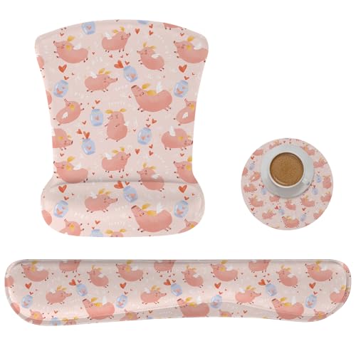 AORTDES Ergonomisches Memory-Foam-Tastatur-Mauspad-Set mit Handgelenkauflage, rutschfestes Hand-/Handgelenkkissen für Laptop/Notebook/Desktop/Computer/Gaming/Büro, einfaches Tippen und von AORTDES