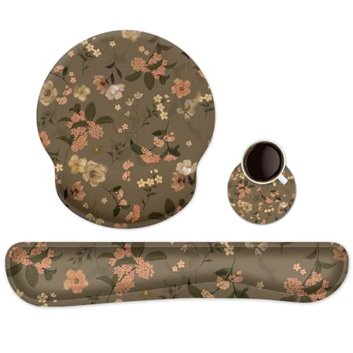 AORTDES Ergonomisches Tastatur-Mauspad, Handgelenkauflage-Set für Laptop/Computer/Desktop, Memory-Schaum, Handauflage, Handgelenkkissen für Gaming/Büro, leicht, bequem und Schmerzlinderung (Blumen) AORTDES Ergonomisches Tastatur-Mauspad, Handgelenkauflage-Set für Laptop/Computer/Desktop, Memory-Schaum, Handauflage, Handgelenkkissen für Gaming/Büro, leicht, bequem und Schmerzlinderung (Blumen) von AORTDES