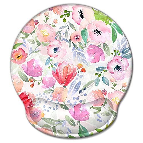 Mauspad mit Handgelenkauflage, ergonomisch, für Büro, Arbeit, Computer, Gaming, Laptop, Memory-Schaum, rutschfest und schmerzlindernd (schöne Blumen) von AORTDES