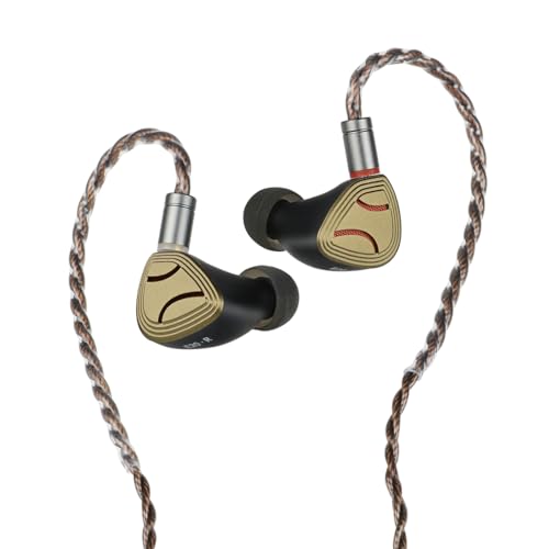 AOSHIDA E20 In Ear Monitoring Kopfhörer 10mm Beryllium beschichtet 8mm DLC Membran Dual Dynamic Driver Wired Earbud HiFi Kopfhörer IEM mit 0.78mm 2 Pin abnehmbarem Kabel (Gold) von AOSHIDA